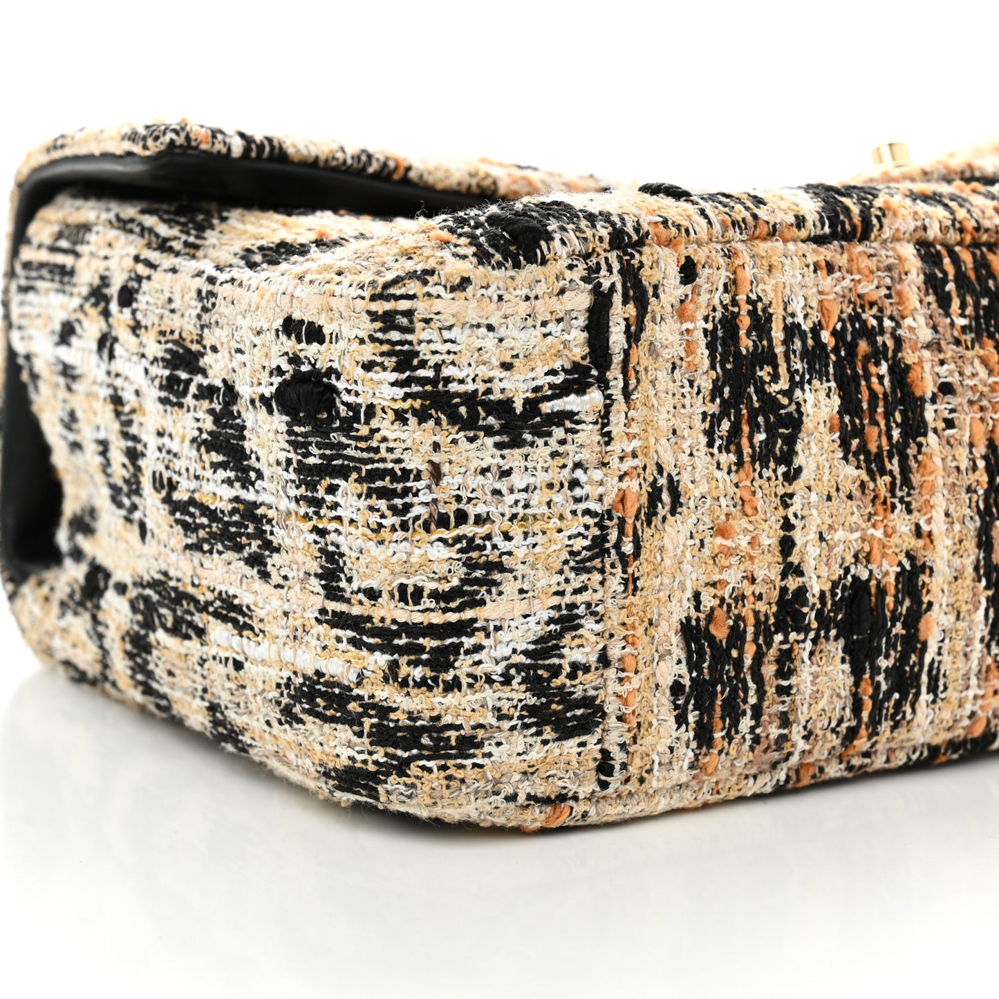 Tweed Mixed Fibers Leopard Print Small Souplissimo Maxi Flap Brown Black White Brown Black White