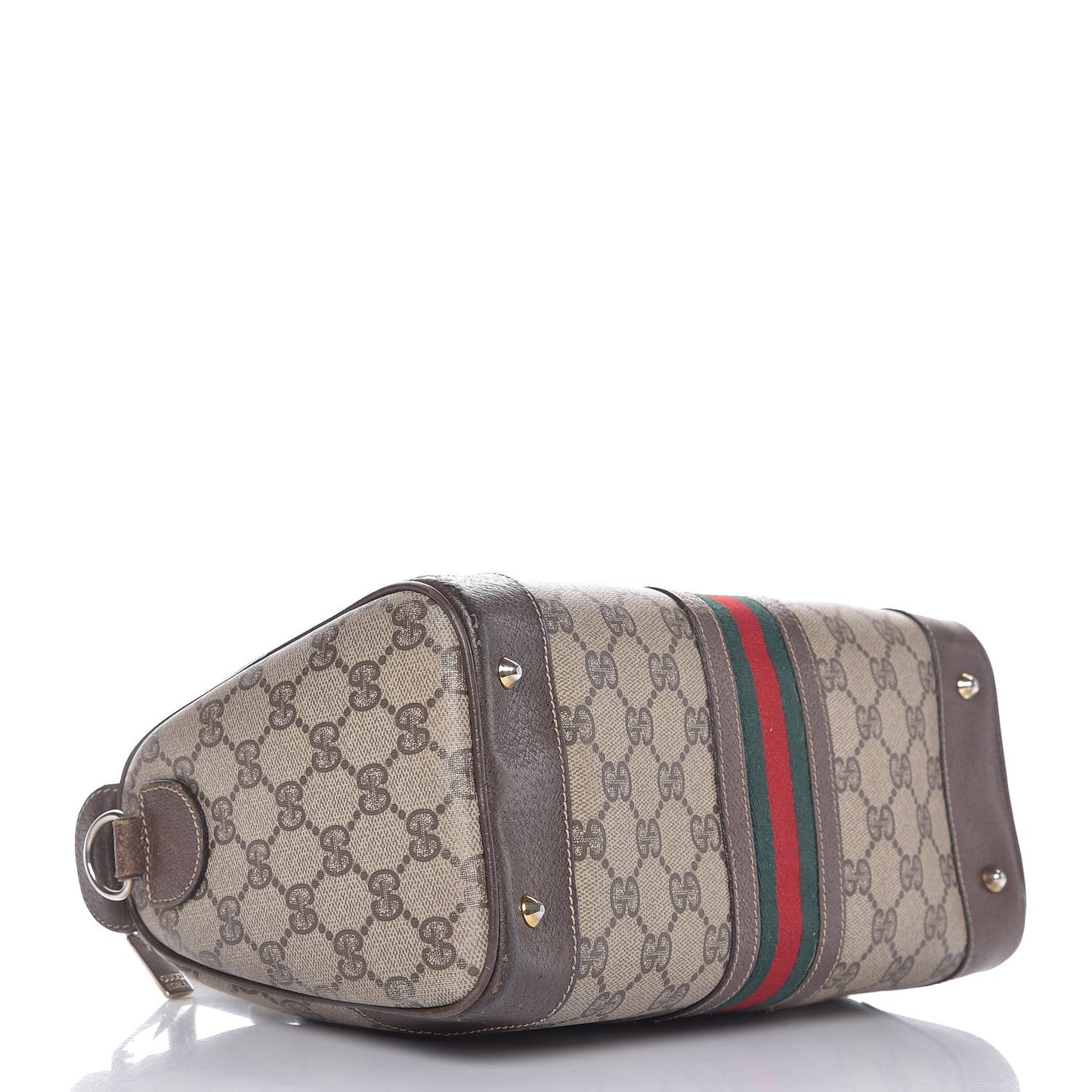 GG Plus Monogram Vintage Web Small Boston Dark Brown