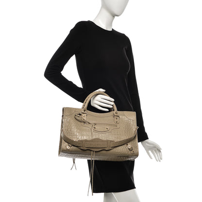 Balenciaga Calfskin Crocodile Embossed Classic Gold Hardware City Beige Latte 2 of 7