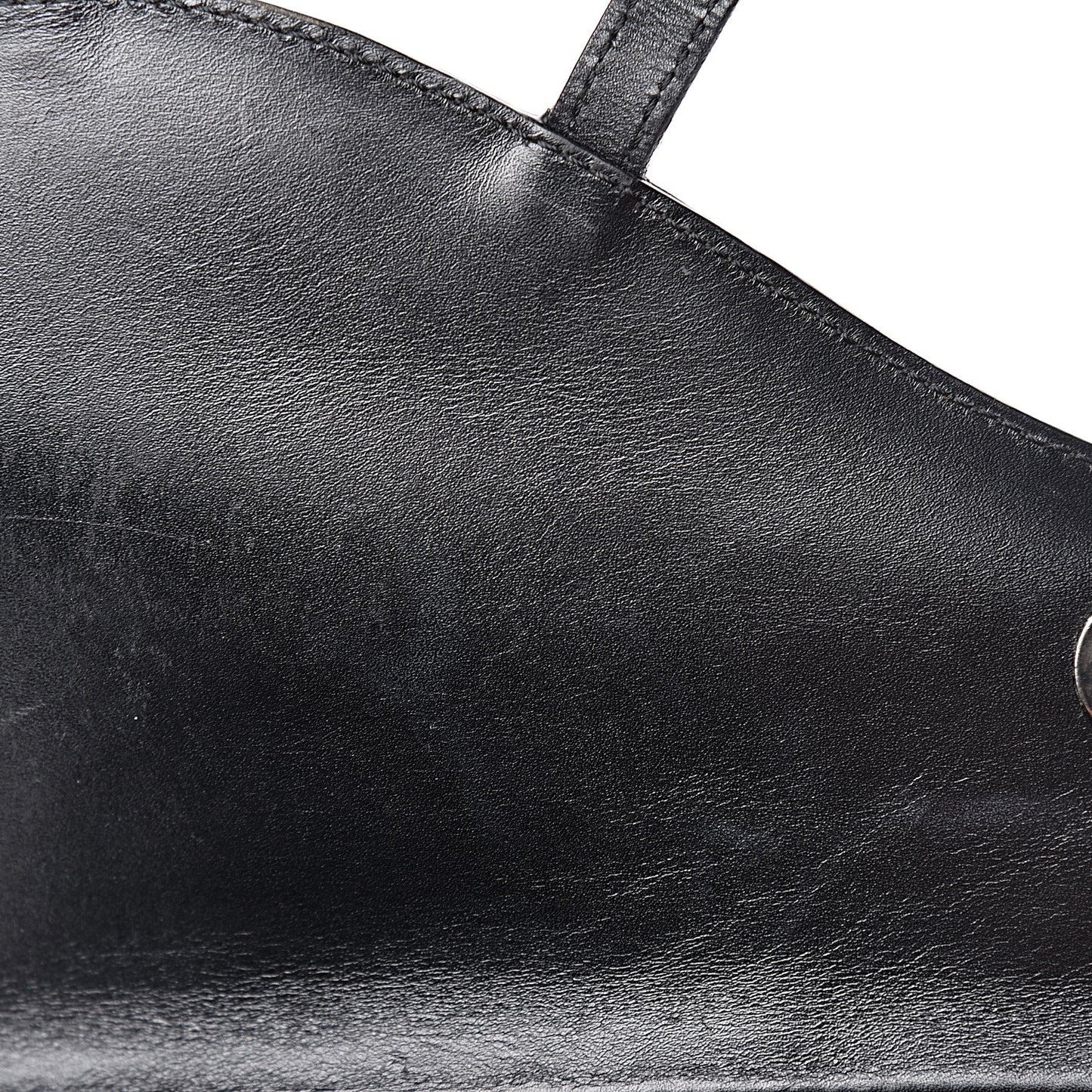 Glazed Calfskin Saddle Shopper Black