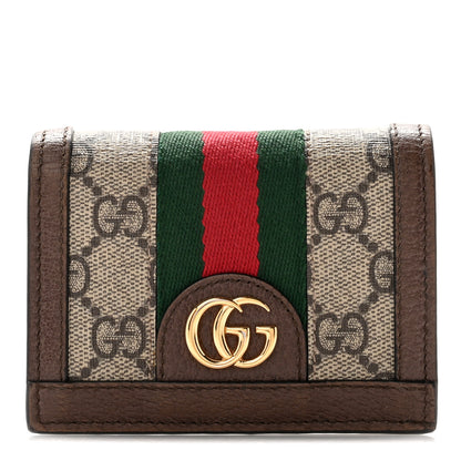 Gucci GG Supreme Monogram Web Ophidia Card Case Beige New Acero 1 of 8