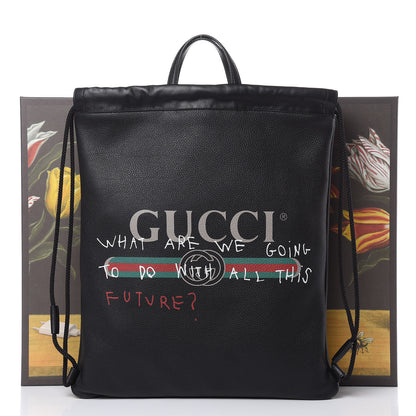 Gucci Calfskin Coco Capitan Logo Drawstring Backpack Black 8 of 8