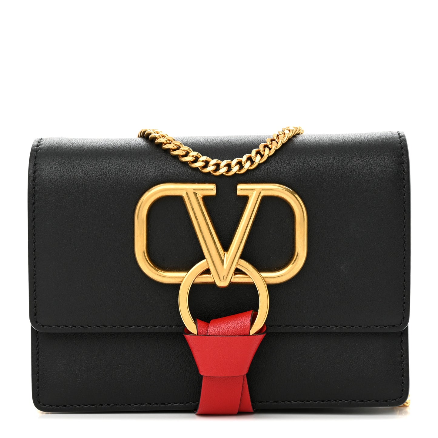 Smooth Calfskin Mini VRing Crossbody Bag Black