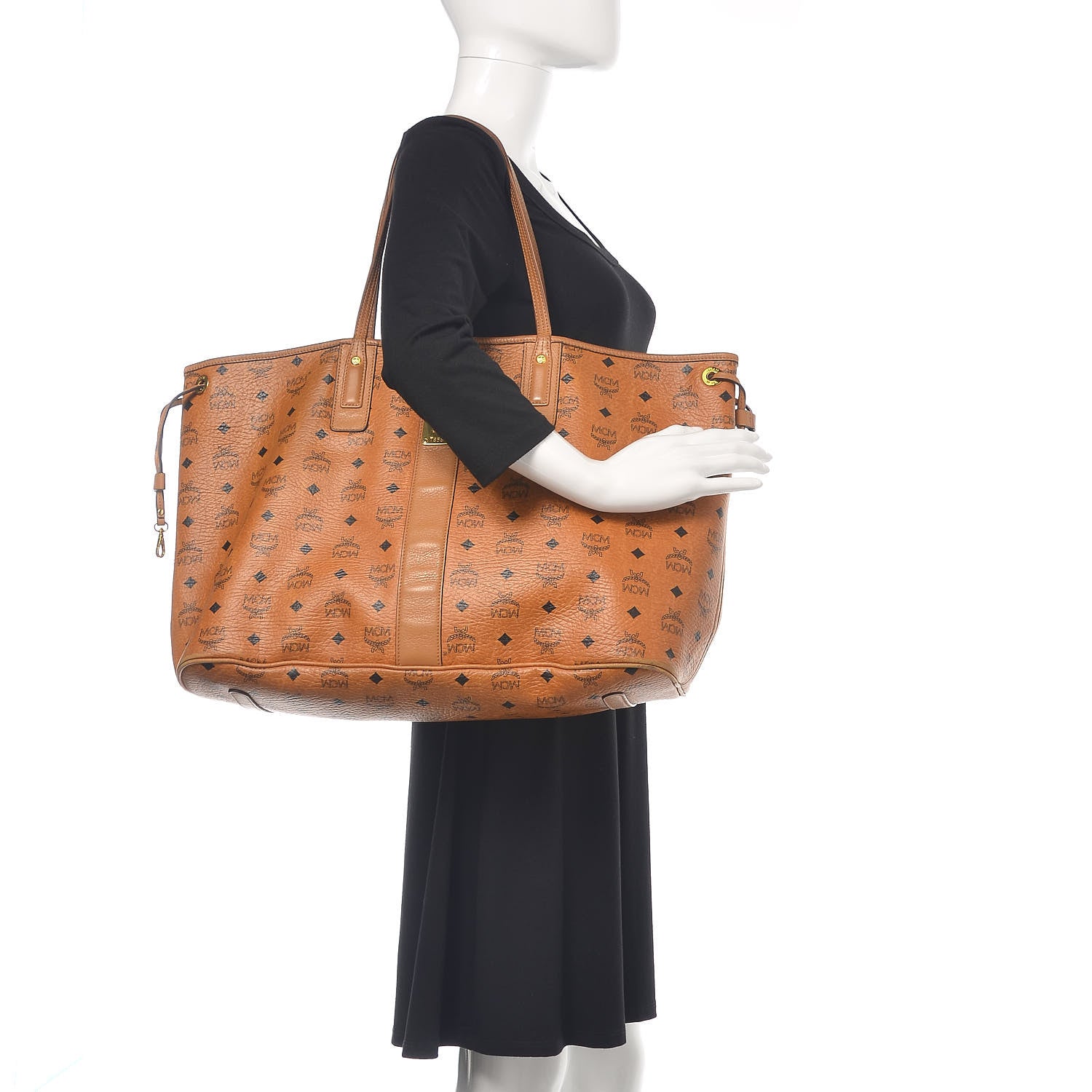 MCM Visetos Large Liz Reversible Shopper Tote Cognac 2 of 23
