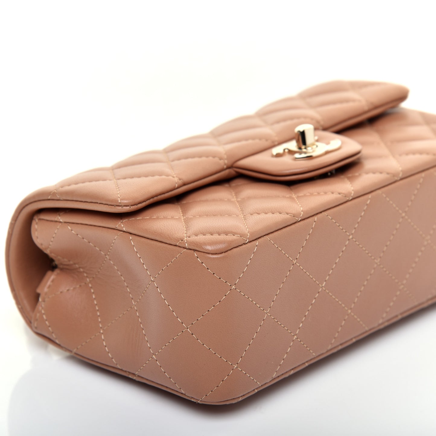 Lambskin Quilted Mini Rectangular Flap Brown