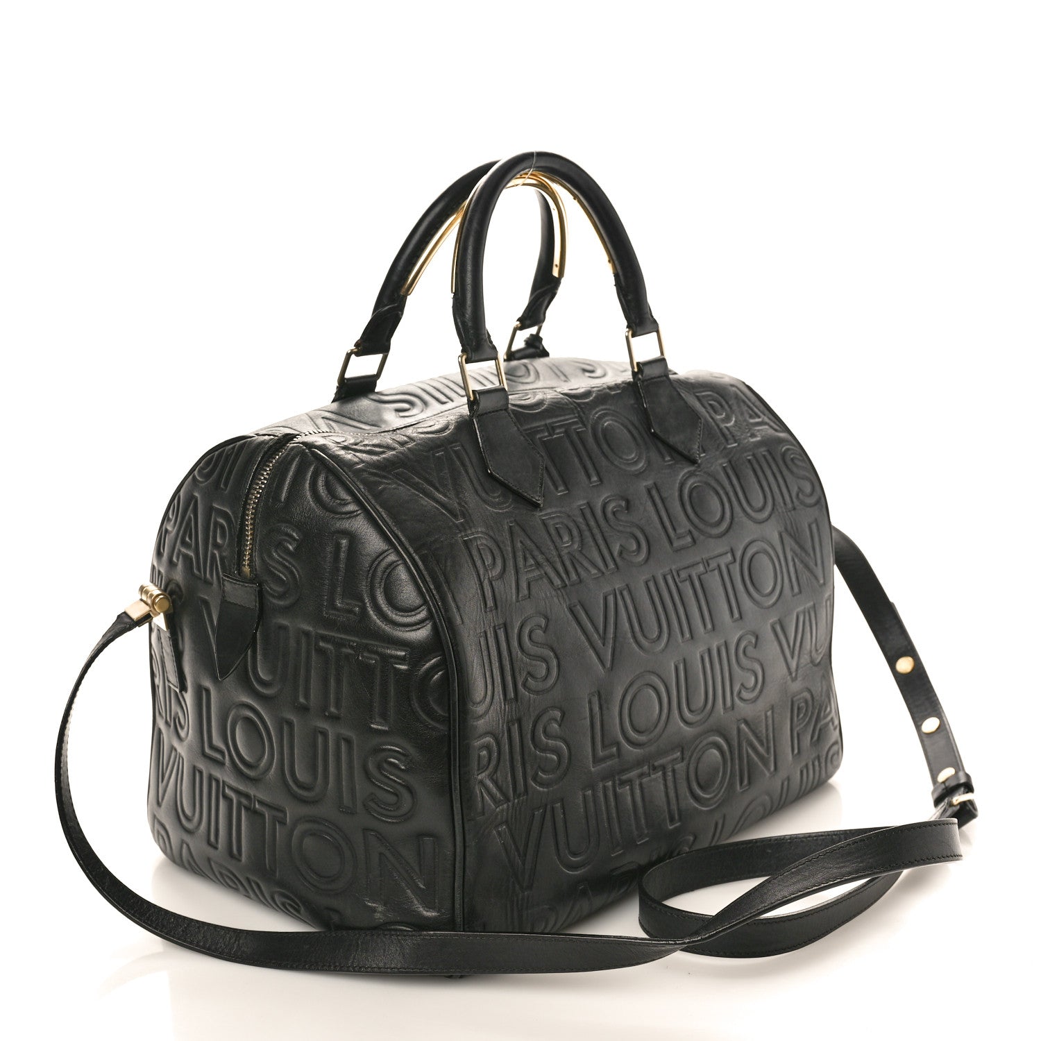 Louis Vuitton Calfskin Embossed Speedy Cube 30 Black 3 of 16