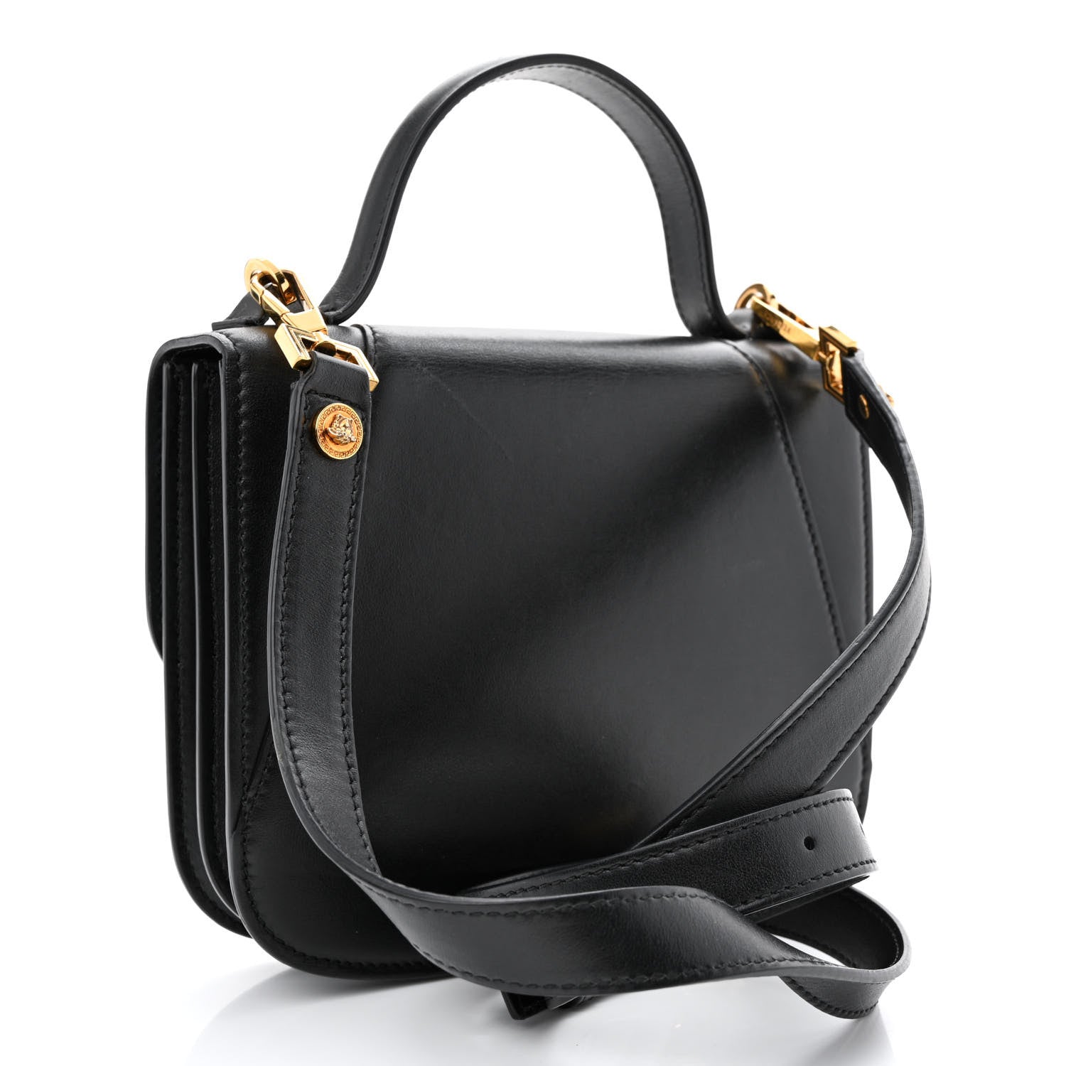 Versace Vitello Barocco Virtus Small Top Handle Shoulder Bag Black 2 of 10