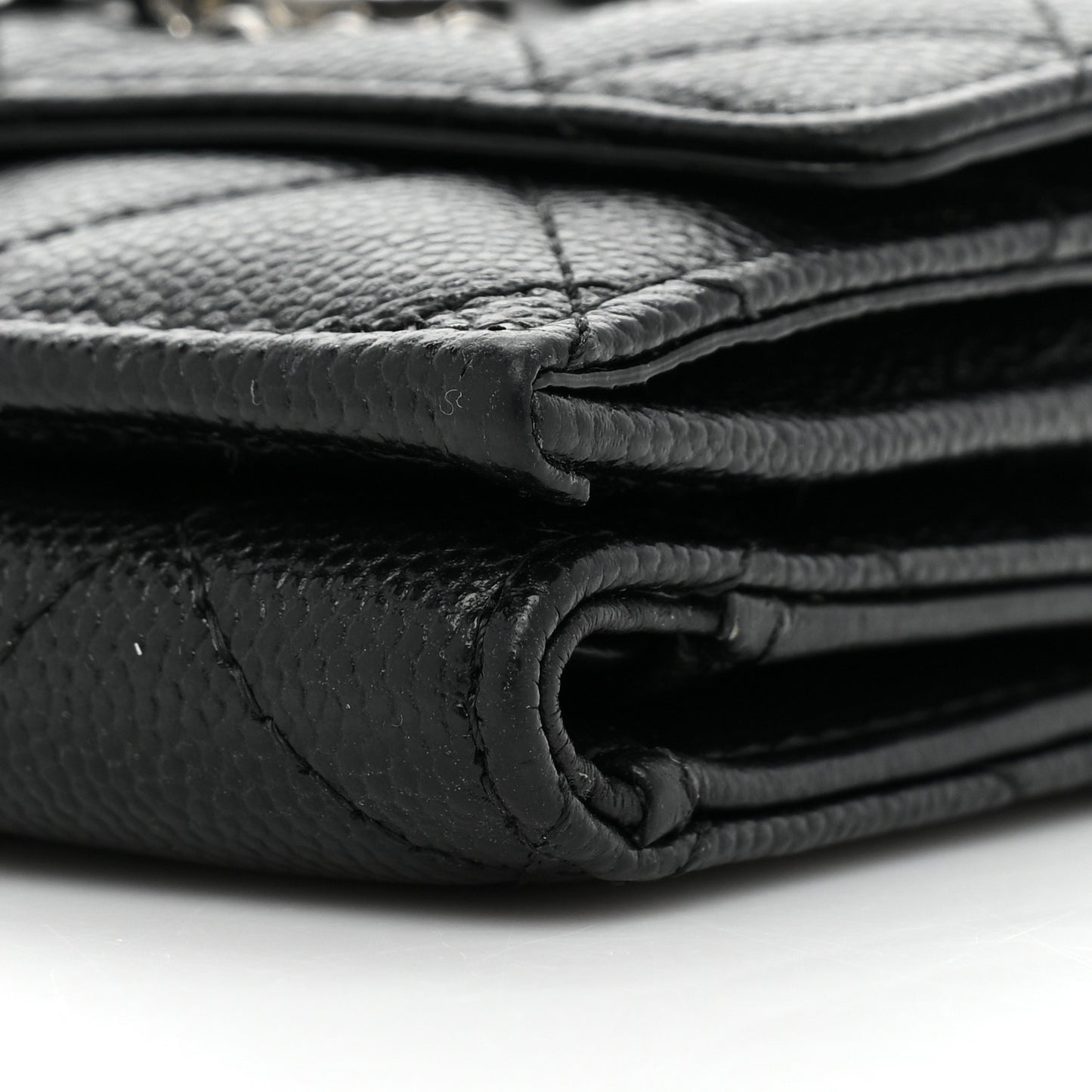Caviar Quilted Crystal CC Small Flap Wallet Black