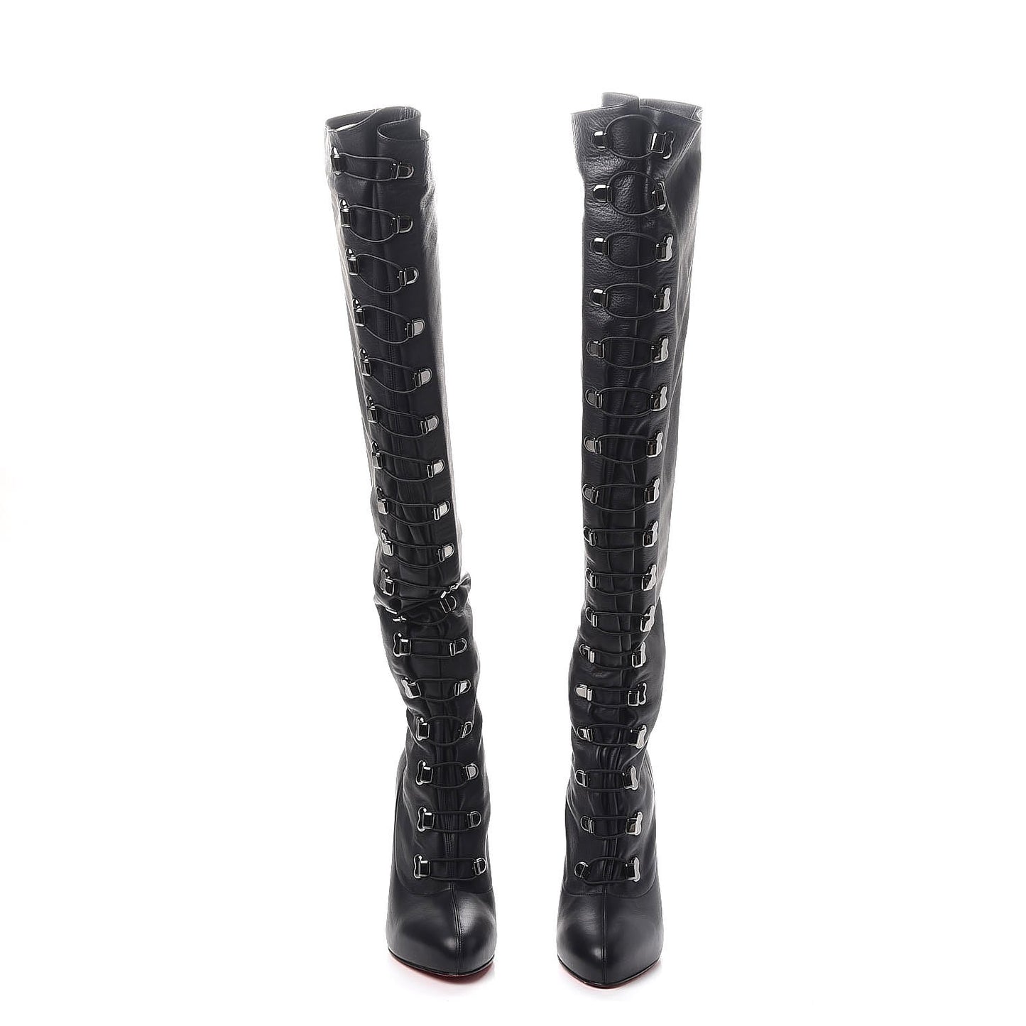 Calfskin Top Croche 120 Over The Knee Corset Boots 39.5 Black