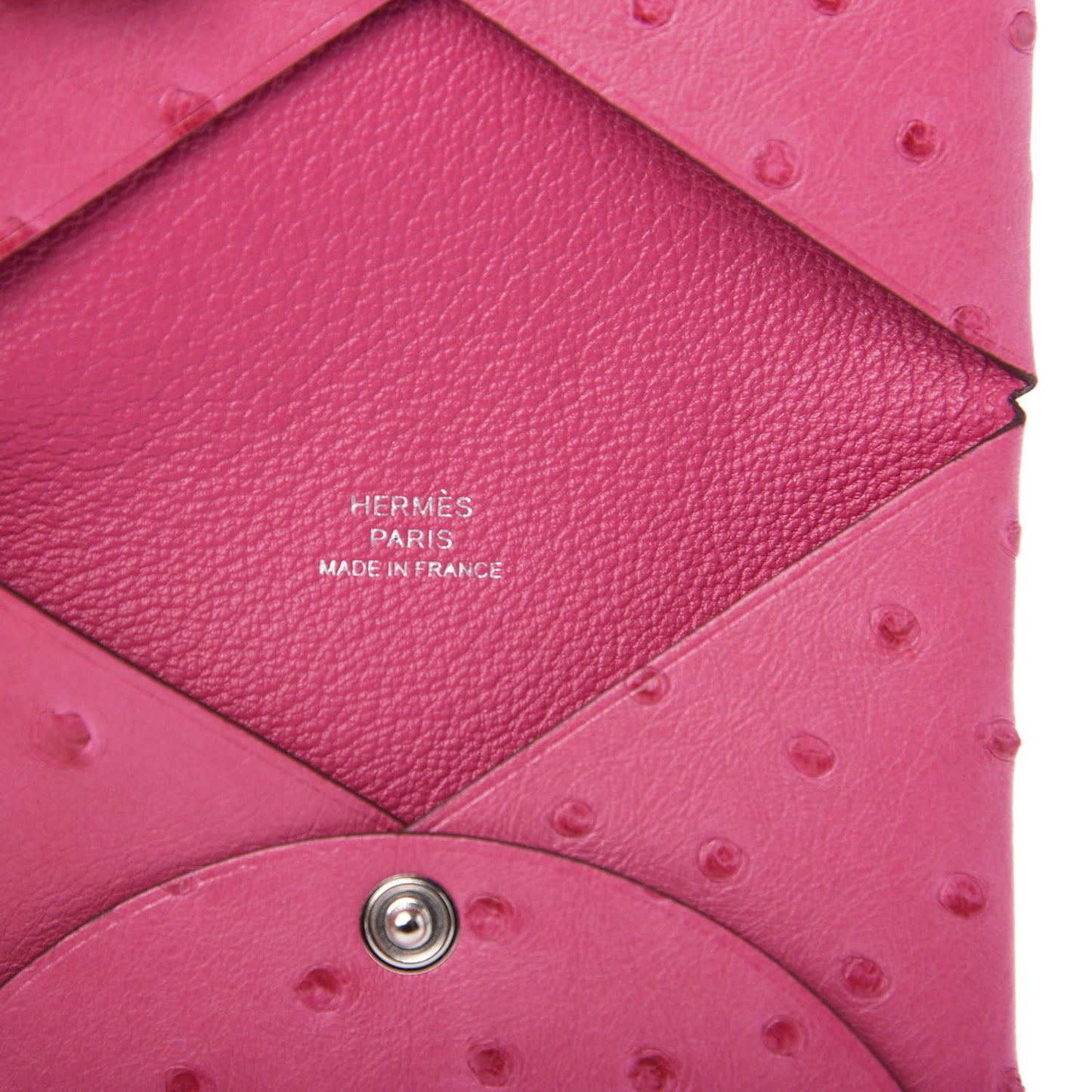 Ostrich Calvi Card Case Rose Tyrien