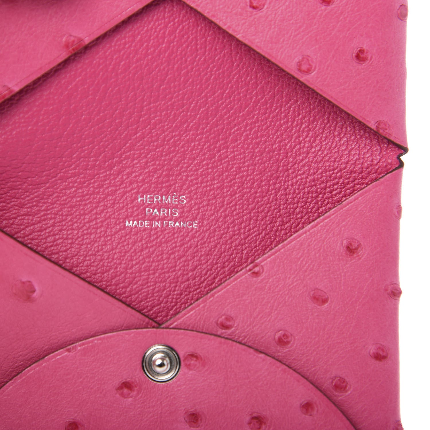 Hermes Ostrich Calvi Card Case Rose Tyrien 6 of 9