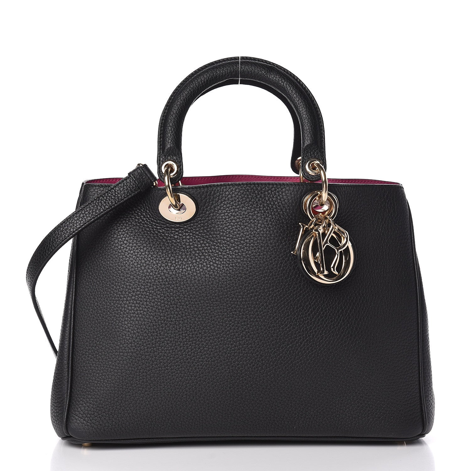 Christian Dior Bullcalf Medium Diorissimo Tote Black Rose Indien 3 of 14