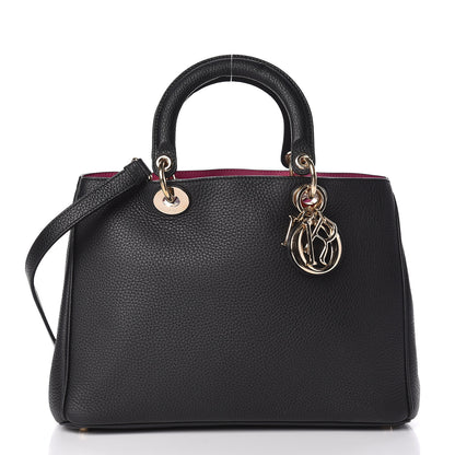Christian Dior Bullcalf Medium Diorissimo Tote Black Rose Indien 3 of 14