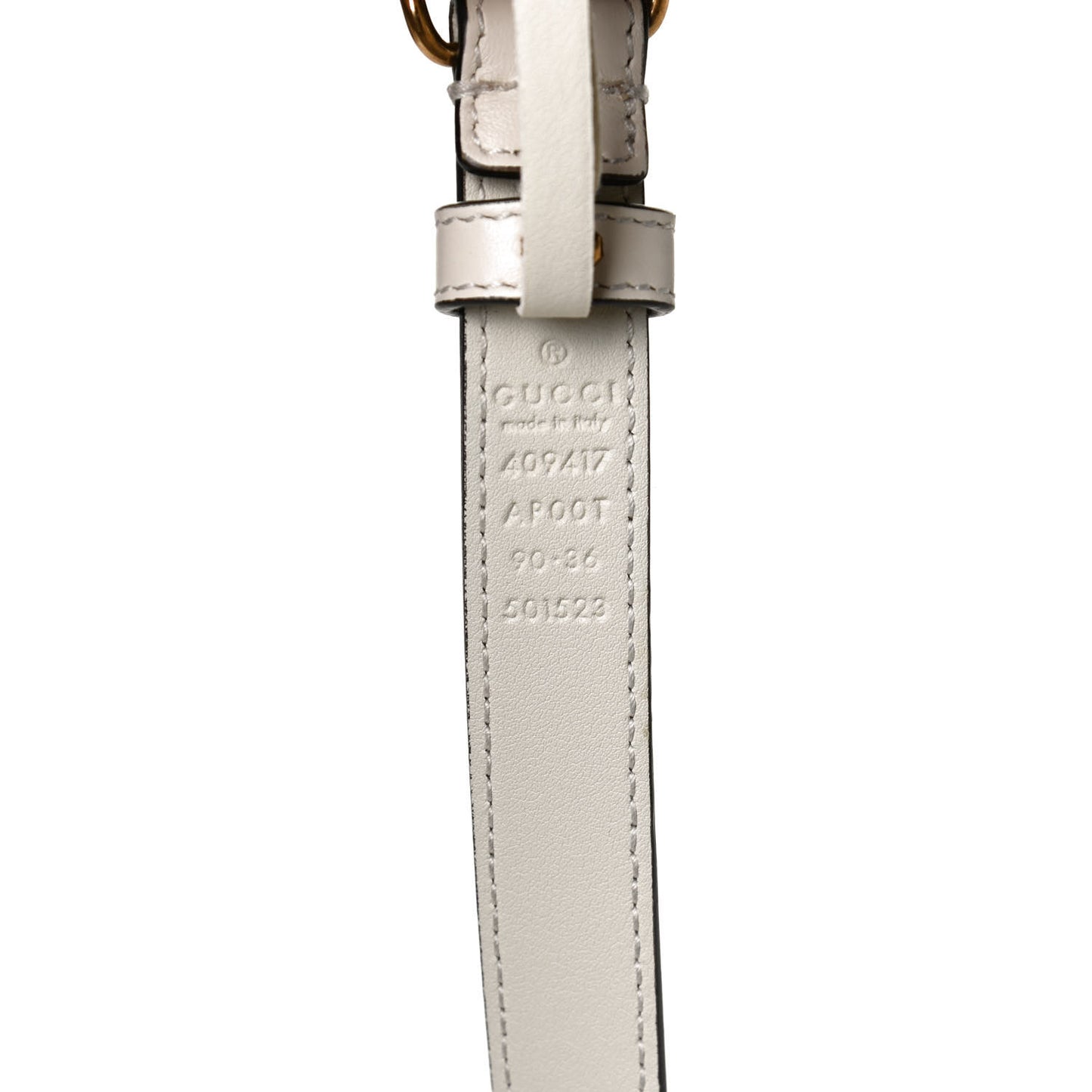 Calfskin Double G 20mm Belt 90 36 Mystic White