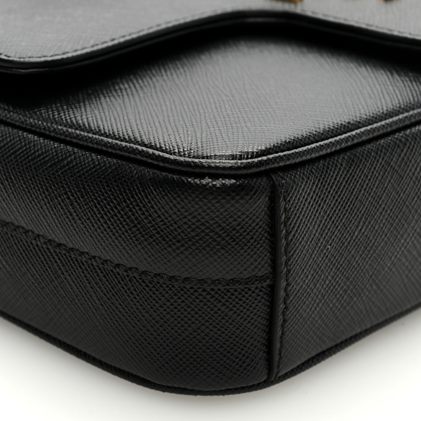 Saffiano Flap Shoulder Bag Black