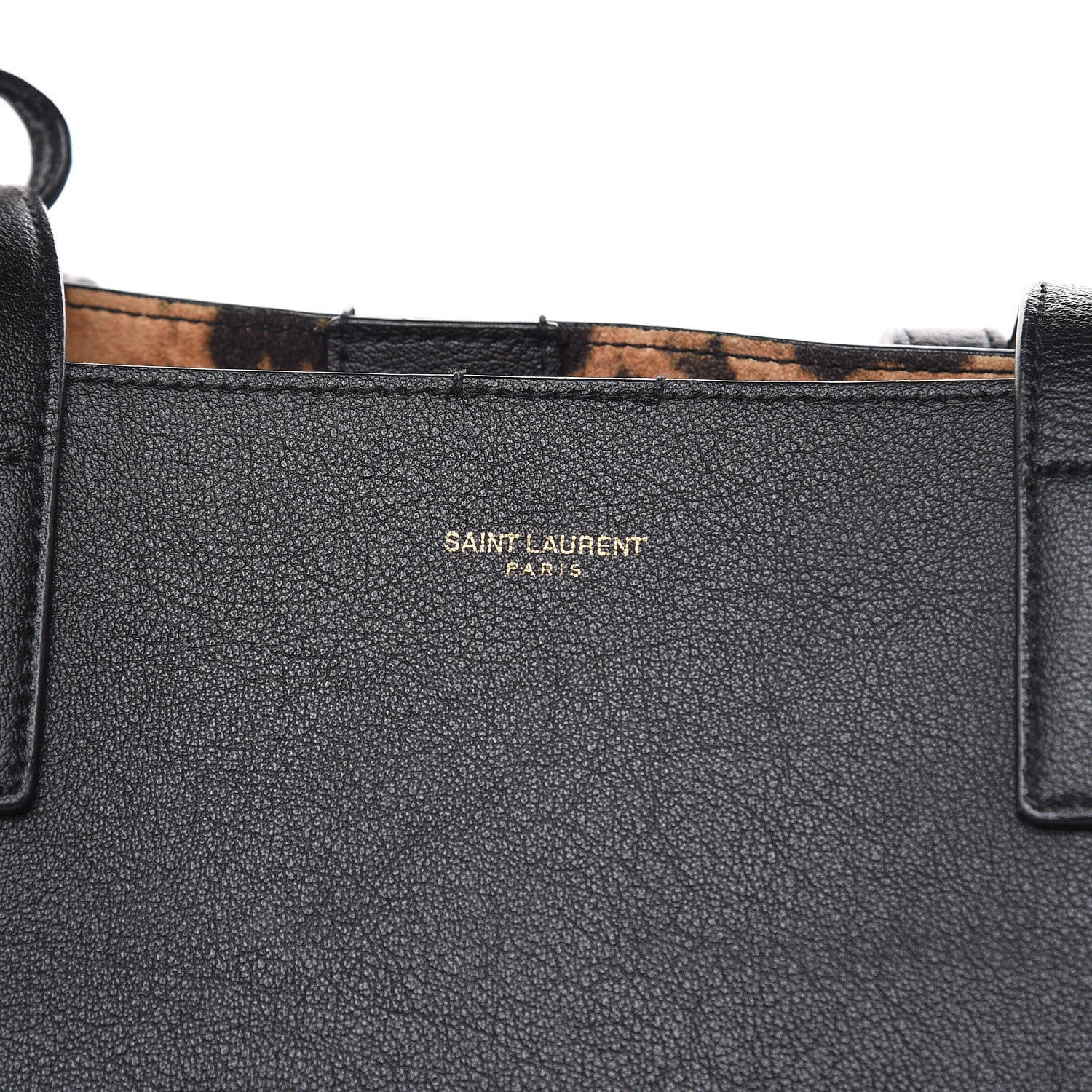 Saint Laurent Calfskin Large Leopard Print Shopping Tote Black 11 of 13