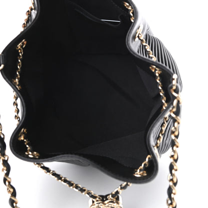 Chanel Lambskin Chevron Drawstring Bag Black 5 of 11
