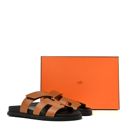 Hermes Calfskin Womens Chypre Sandals 38 Gold 9 of 9