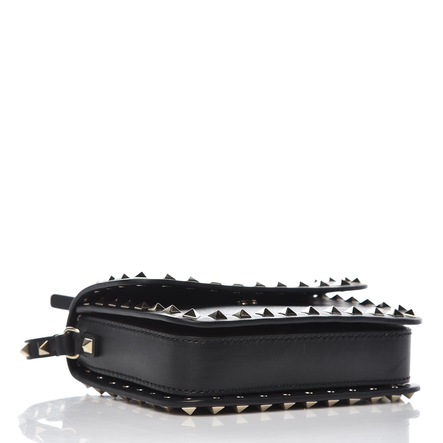 Vitello Rockstud Flap Crossbody Bag Black