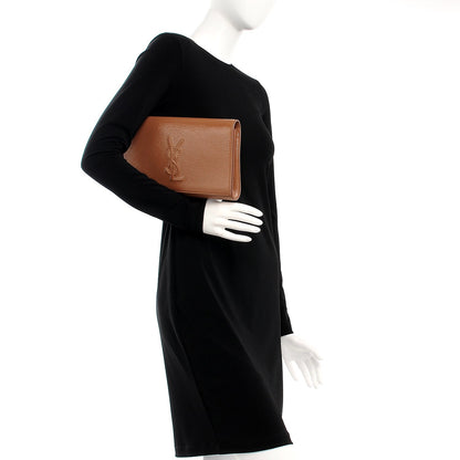 Saint Laurent Textured Patent Calfskin Monogram Large Belle De Jour Clutch Nude 2 of 8