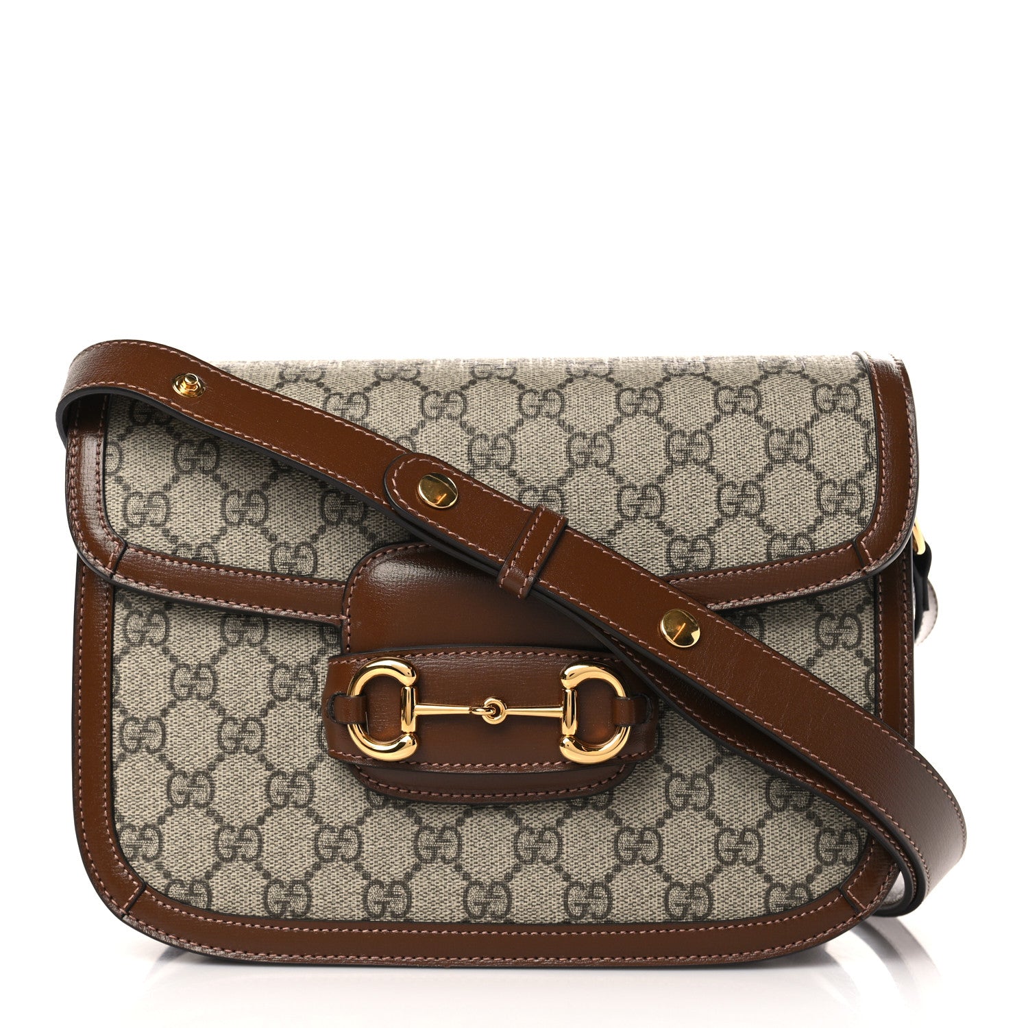 Gucci GG Supreme Monogram Horsebit 1955 Shoulder Bag Beige Brown Sugar 1 of 13
