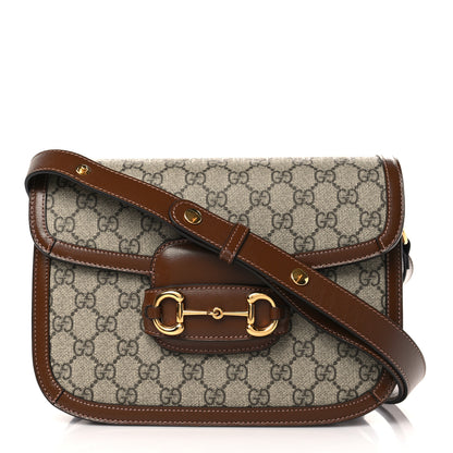 Gucci GG Supreme Monogram Horsebit 1955 Shoulder Bag Beige Brown Sugar 1 of 13