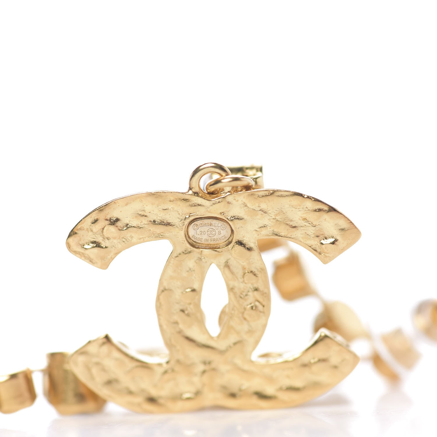 Chanel CC Crystal Drop Earrings Gold 3 of 3