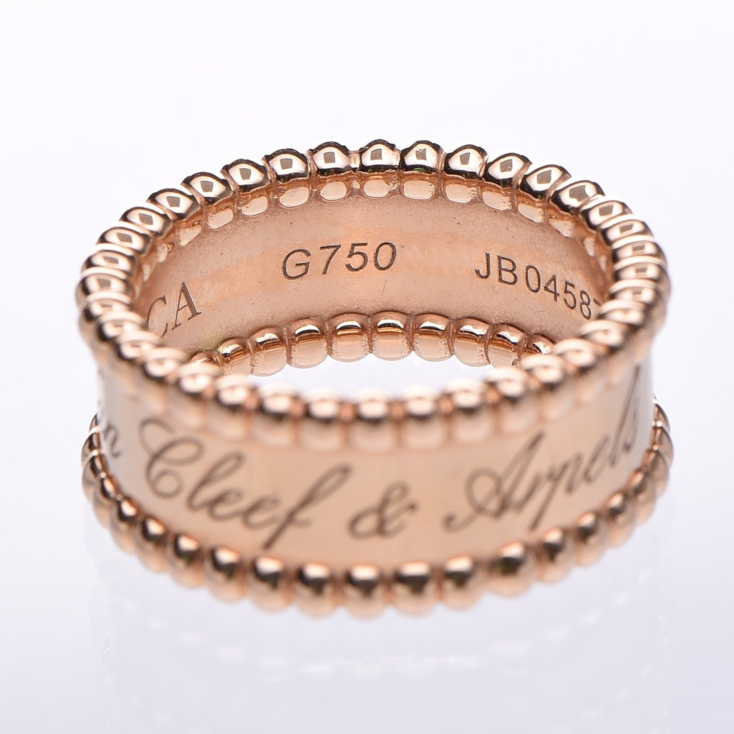 Van Cleef & Arpels 18K Rose Gold Perlee Signature Ring 47 4 6 of 9