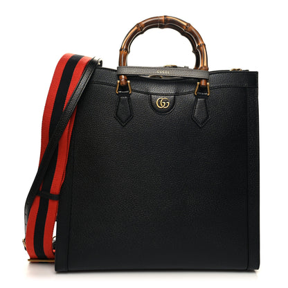 Gucci Wonka Grain Calfskin Large Diana Tote Bag Black 1 of 11