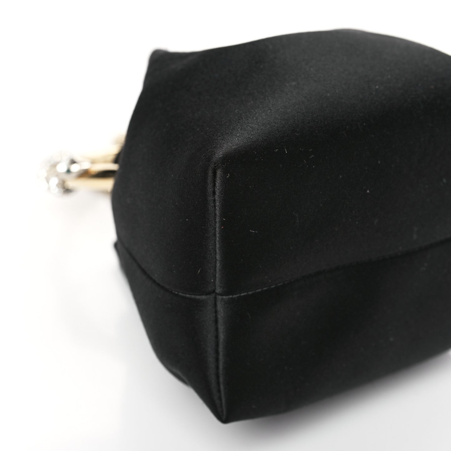 Satin Crystal Snake Embellished Bon Bon Bag Black