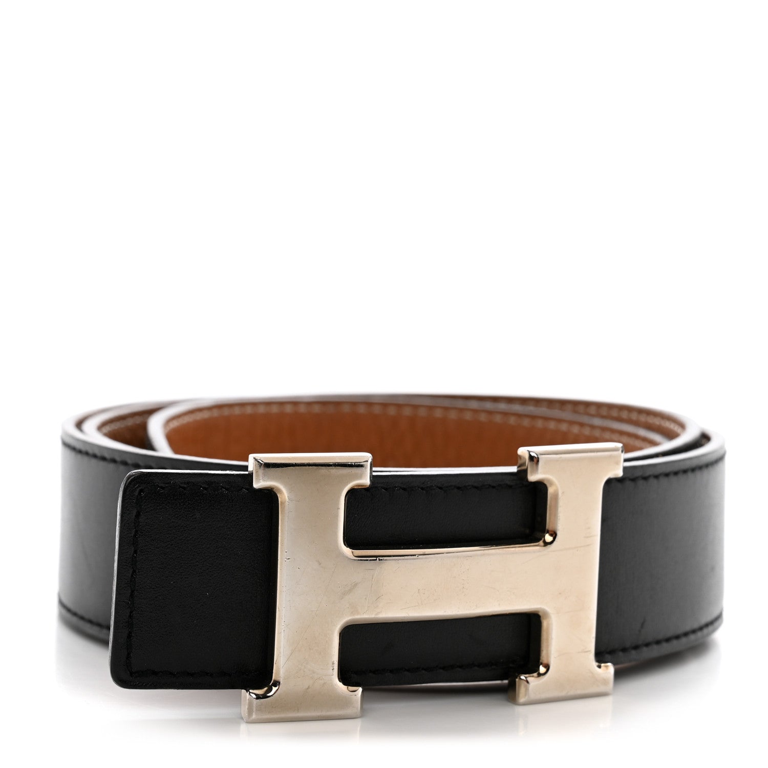 Hermes Box Togo 32mm H Belt 85 34 Black Gold 1 of 8