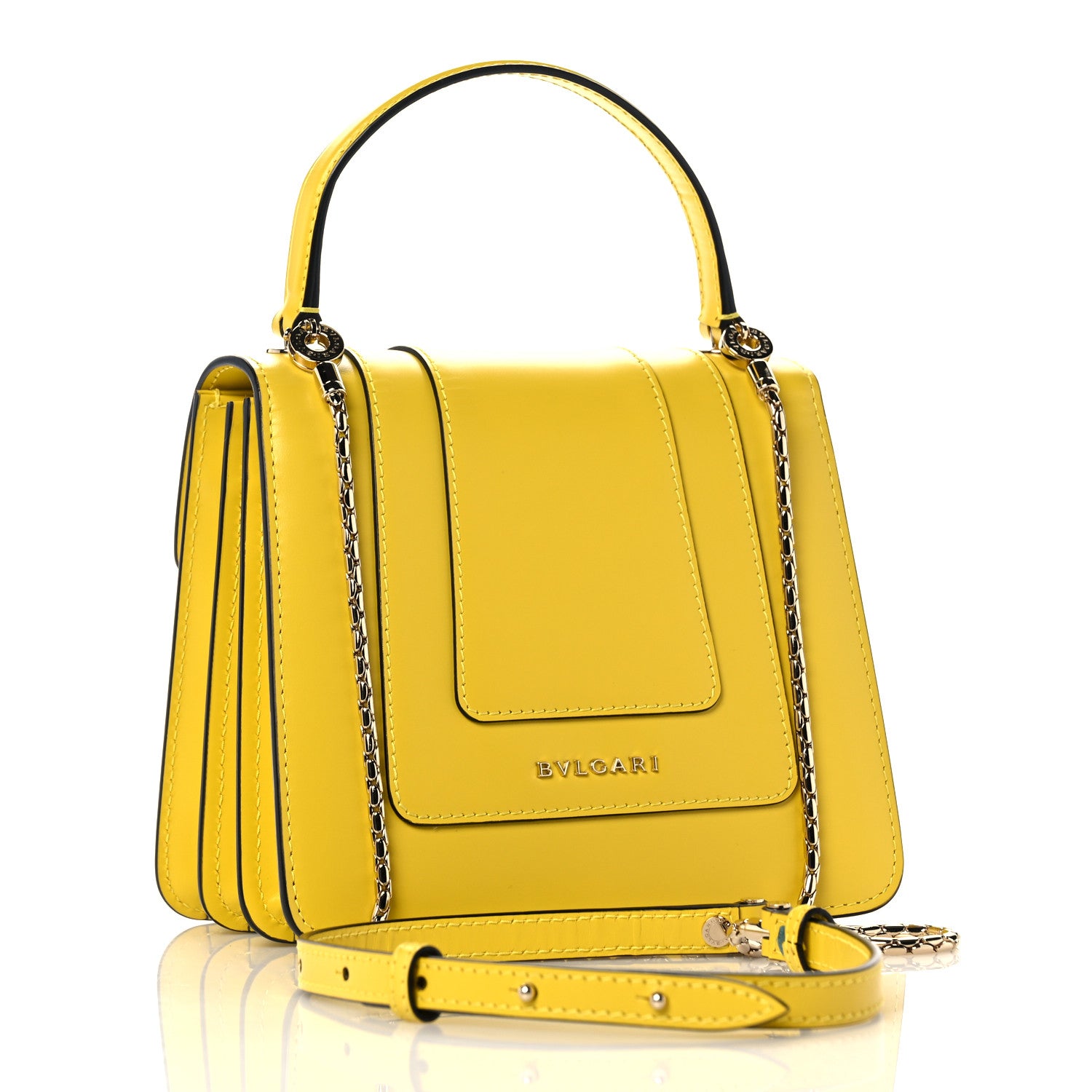Bulgari Calfskin Serpenti Forever Top Handle Yellow 4 of 11