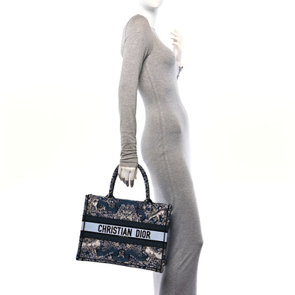 Christian Dior Canvas Embroidered Medium Around The World Book Tote Blue 2 of 10
