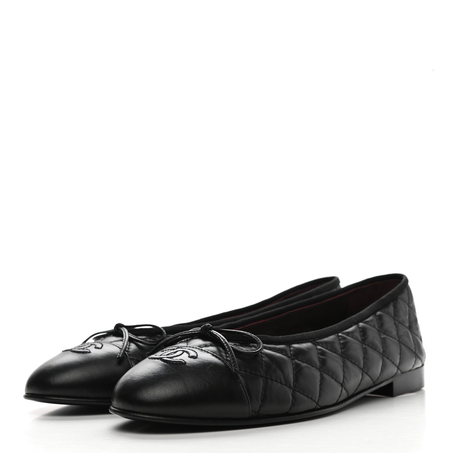 Chanel Aged Calfskin Quilted CC Cap Toe Ballerina Flats 40.5 Black 3 of 9