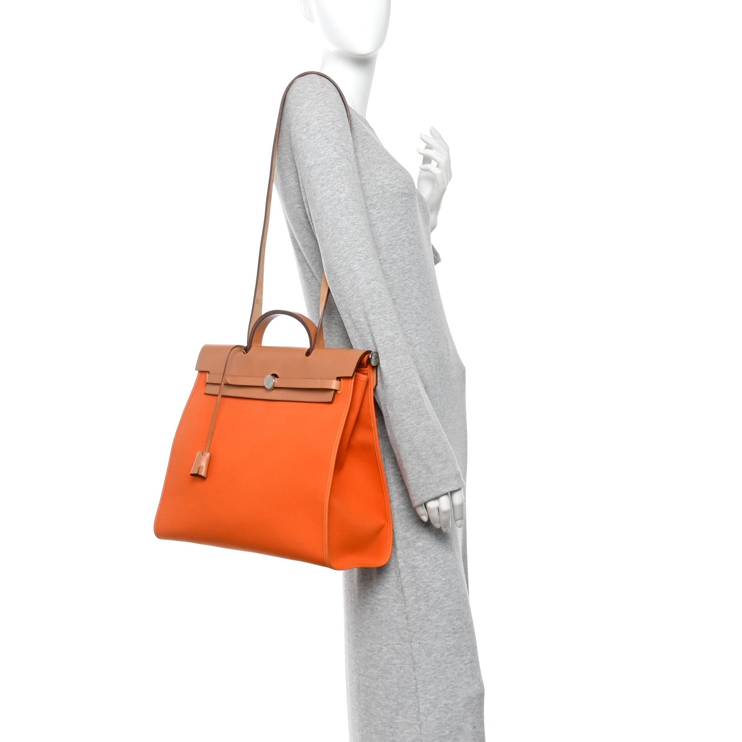 Hermes Vache Hunter Toile Herbag Zip 39 MM Orange Natural 2 of 11