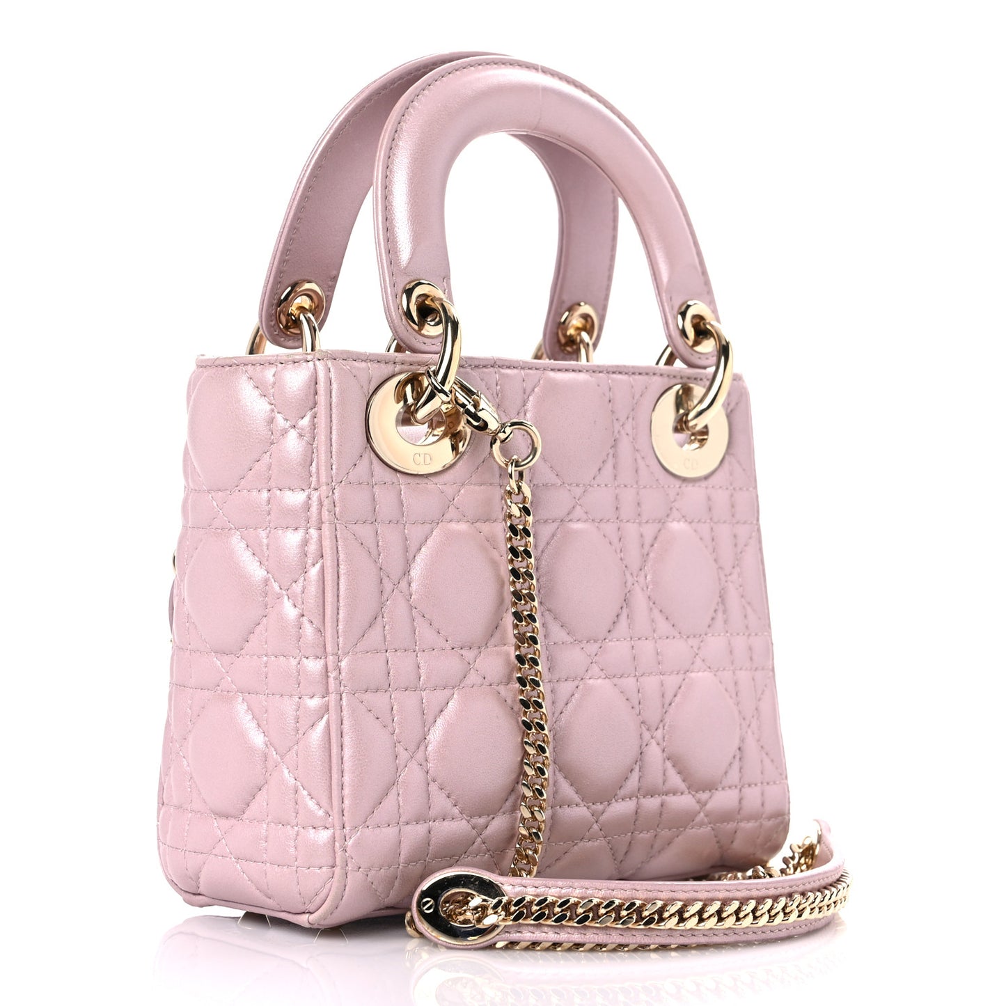Metallic Lambskin Cannage Mini Lady Dior Lotus