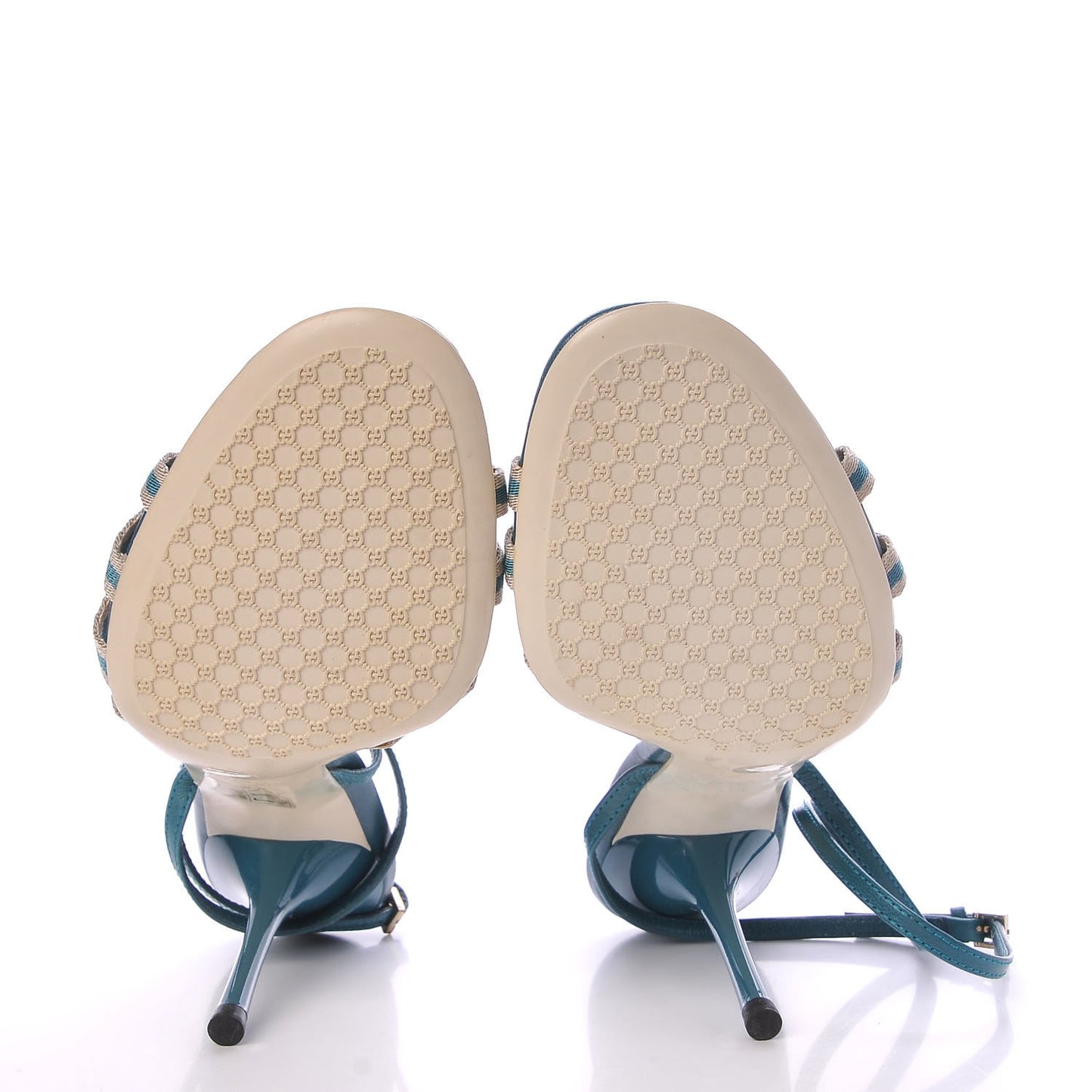 Lambskin Canvas Ribbon Sandals 8 Blue