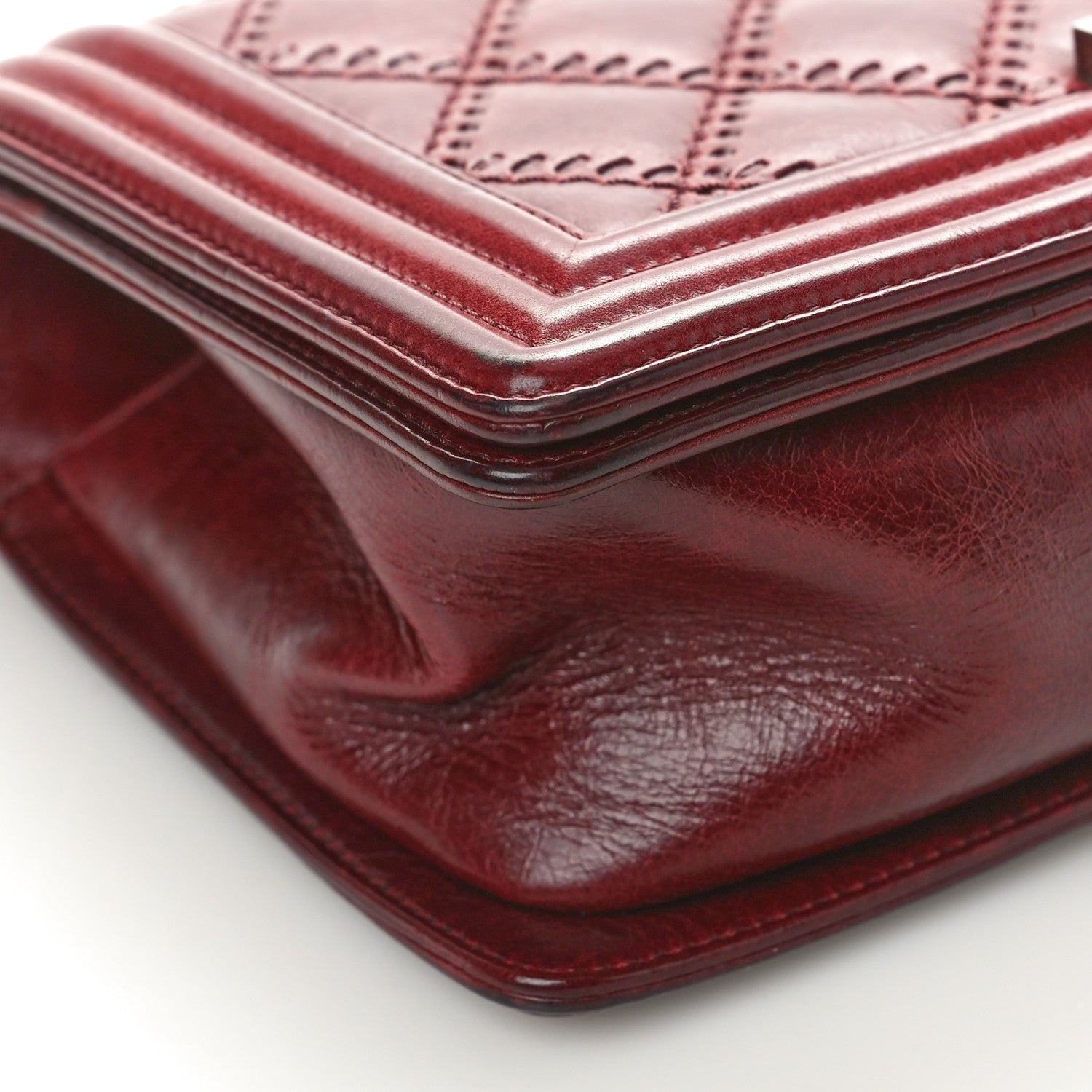 Chanel Calfskin Quilted Double Stitched Medium Boy Flap Burgundy 9 of 11