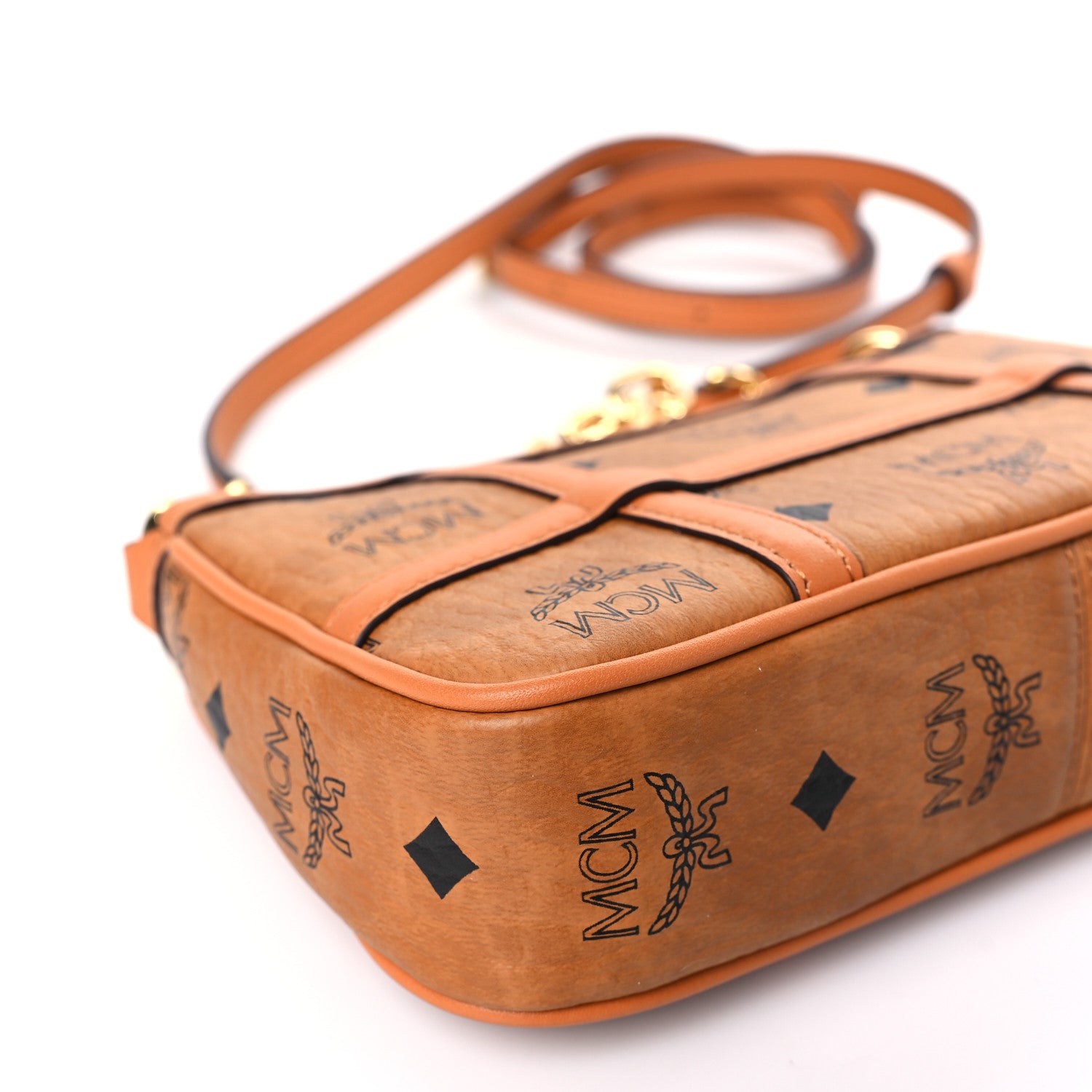 MCM Visetos Nappa Mini Delmy Chain Shoulder Bag Cognac 8 of 9
