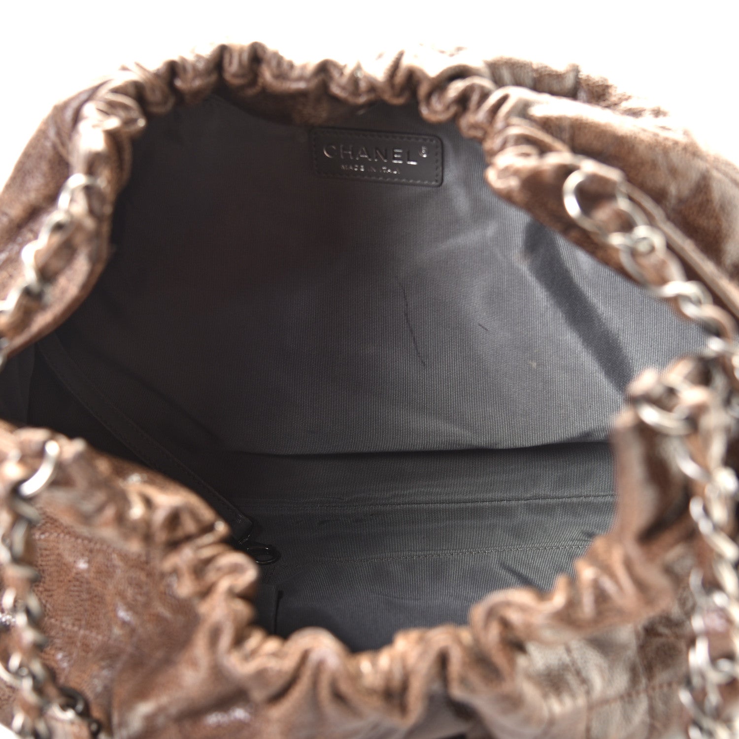 Chanel Distressed Glazed Caviar Quilted Medium Elastic Tote Brown 6 of 8