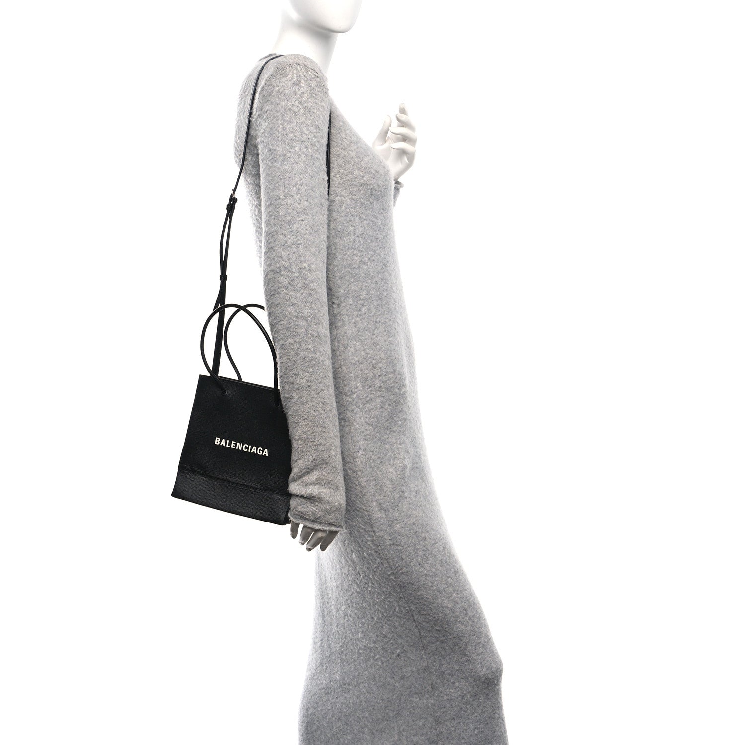Balenciaga Squared Calfskin Logo North South Shopper Tote XXS Black 2 of 10