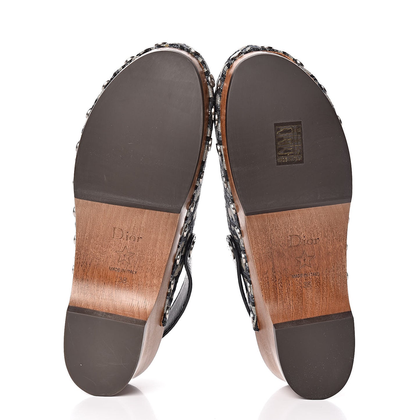 Canvas Oblique Diorquake 20mm Slingback Clogs 38 Deep Blue