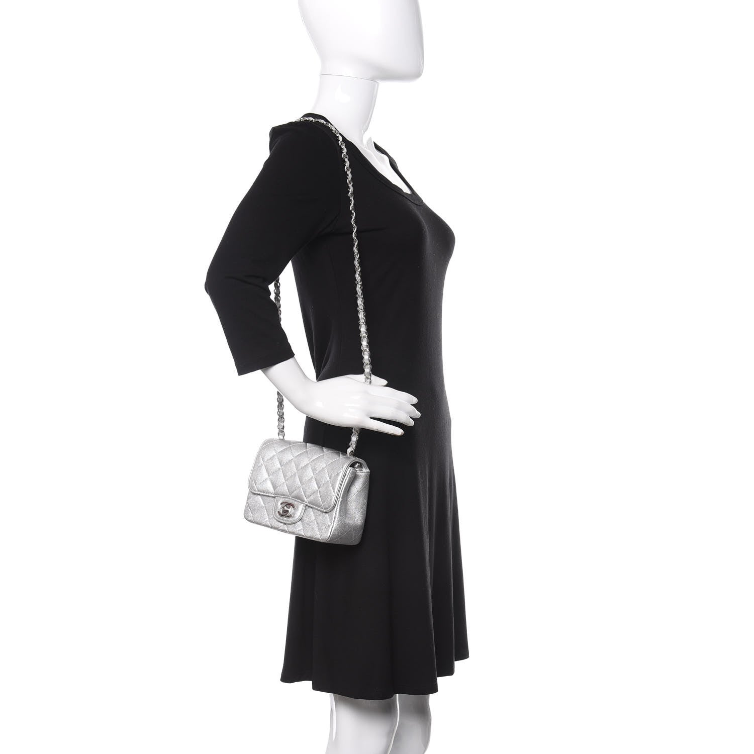 Chanel Metallic Lambskin Quilted Mini Square Flap Silver 2 of 10