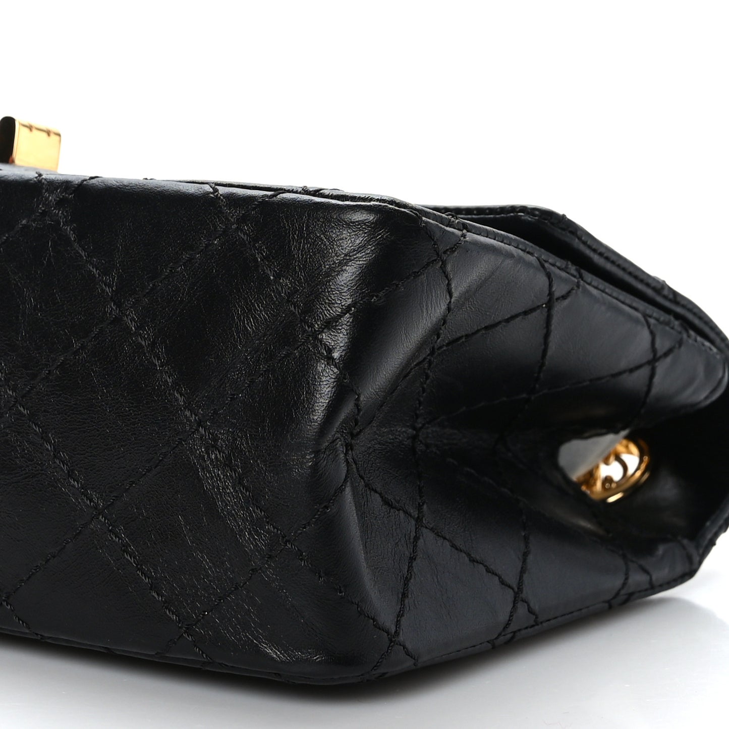 Aged Calfskin Quilted 2.55 Reissue Mini Flap Black