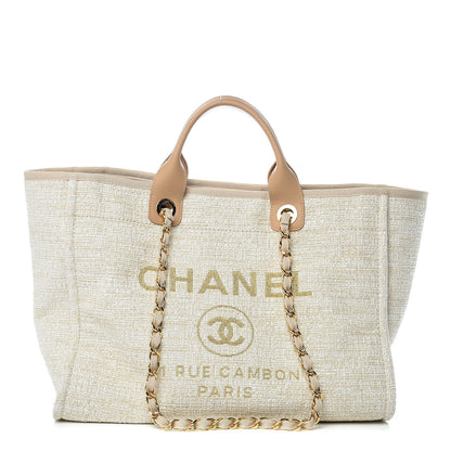 Chanel Woven Straw Raffia Large Deauville Tote Light Beige 1 of 10