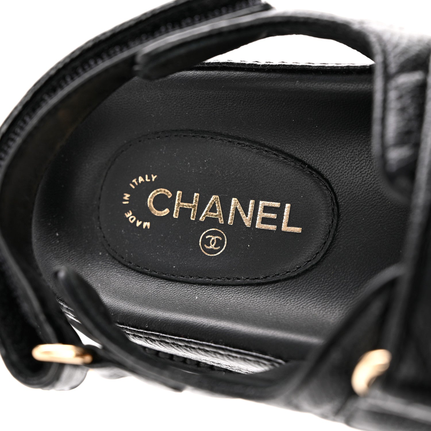 Chanel Grained Calfskin Velcro Dad Sandals 36.5 Black 7 of 9