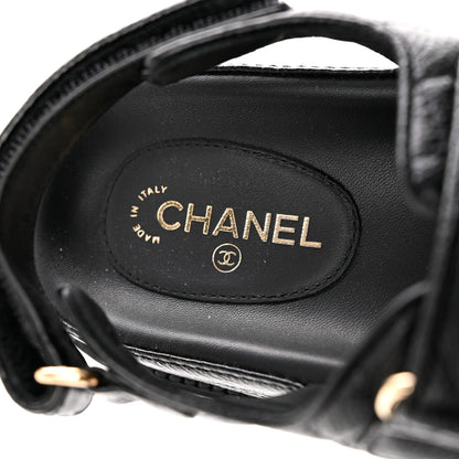 Chanel Grained Calfskin Velcro Dad Sandals 36.5 Black 7 of 9