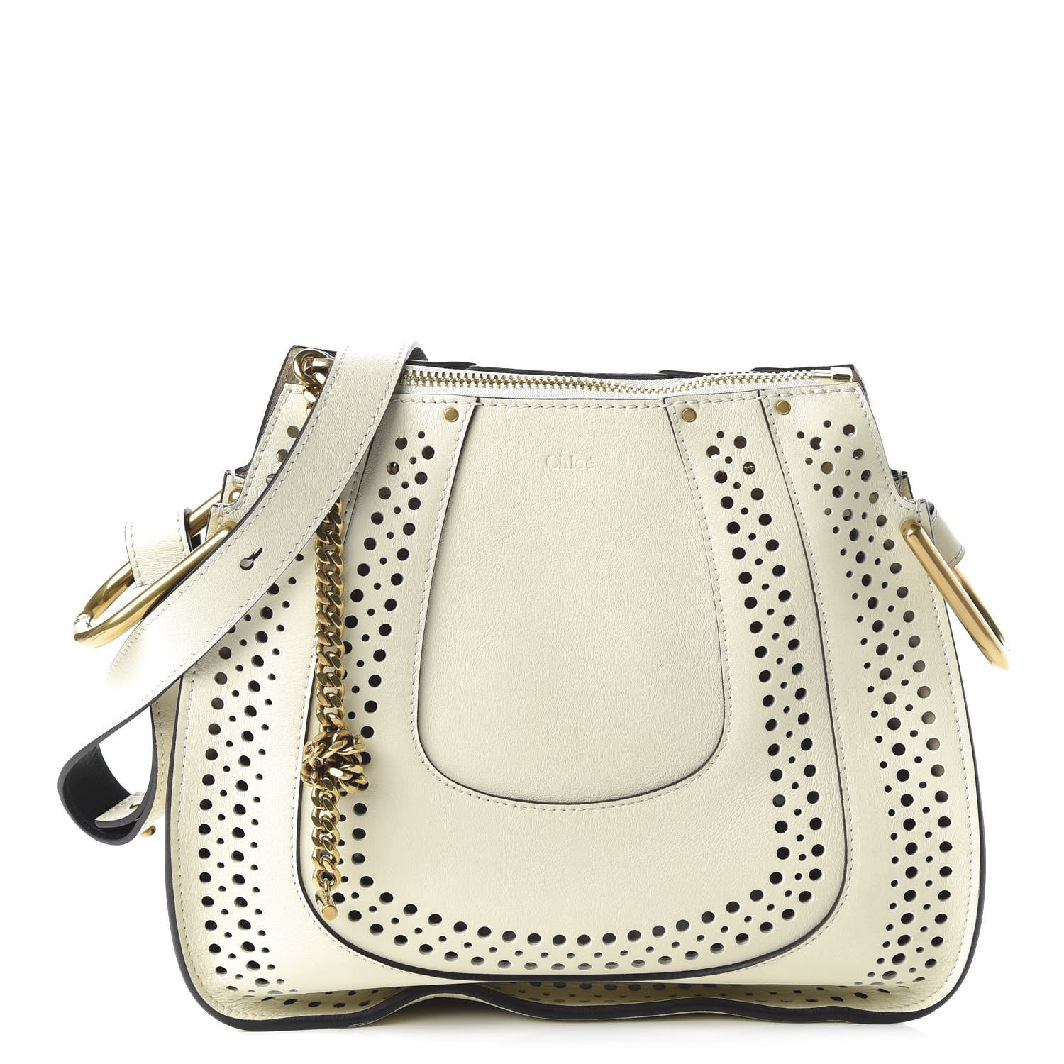 Chloe Calfskin Perforated Small Hayley Hobo Lace White 1 of 9