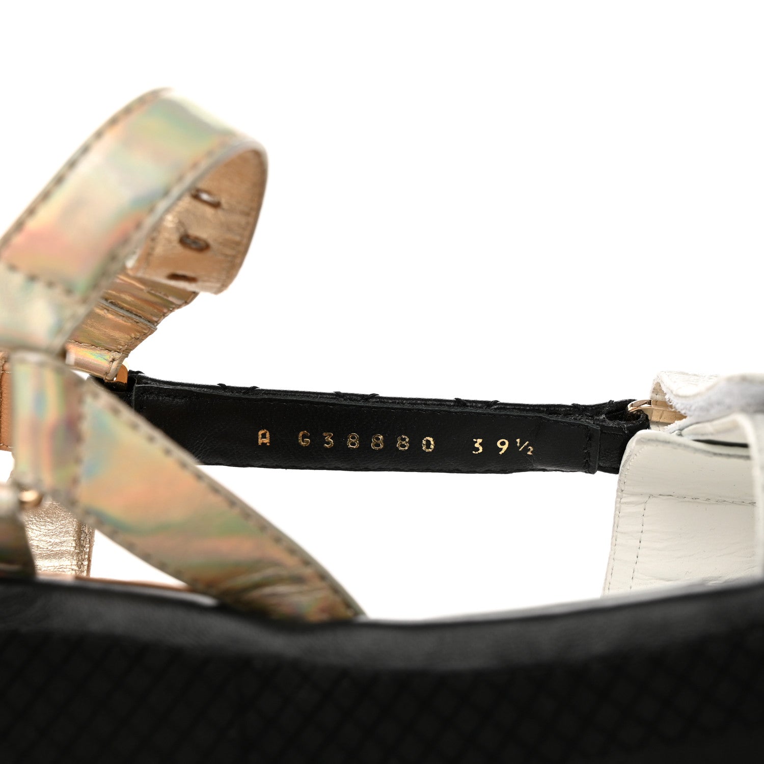 Chanel Lambskin Logo Platform Sandals 39.5 Beige Gold White 8 of 8