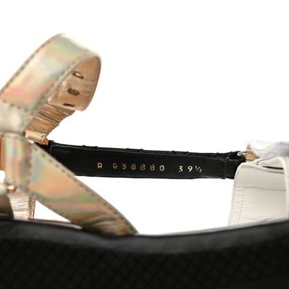 Chanel Lambskin Logo Platform Sandals 39.5 Beige Gold White 8 of 8